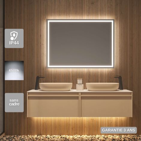 Miroir Salle de Bain LED Rétro-éclairé 120x80cm - Éclairage Frontal (6500K) - FRANCIA LEDIMEX