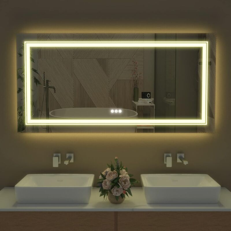Luvodi - Miroir Salle de Bain Lumineux - 120 x 60 cm
