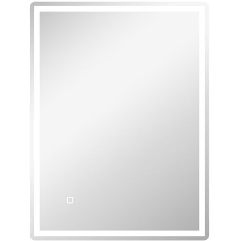 Miroir salle de bain lumineux 80x60x4 cm - Intensité variable, mémoire, antibuée - Pour salle de bain moderne - Argent