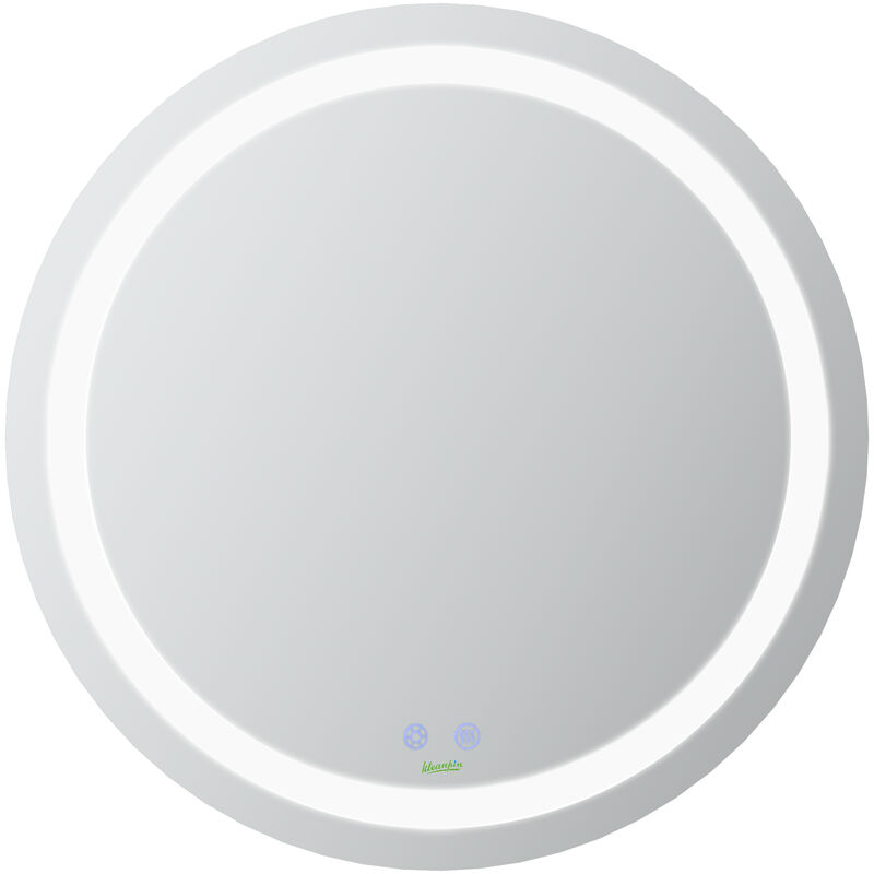 Miroir salle de bain lumineux led 35 w - dim. ø 60 x 4H cm - fonction anti-buée, interrupteur tactile, luminosité réglable - alu. verre