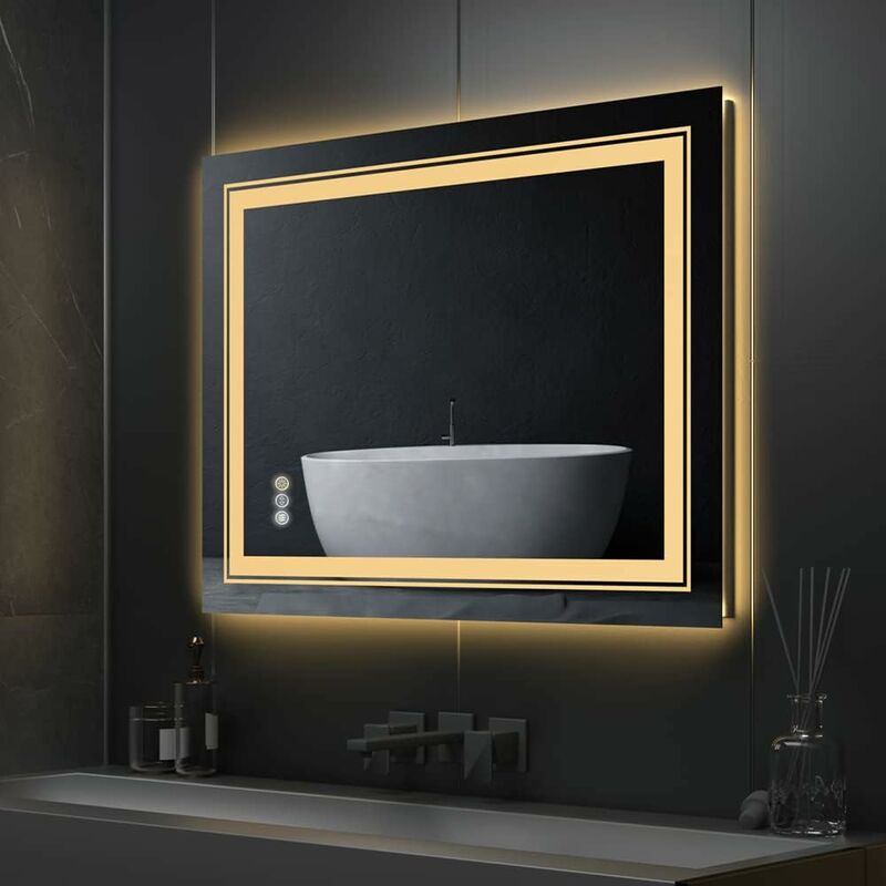 Luvodi - Miroir Salle de Bain Lumineux - 80 x 60 cm
