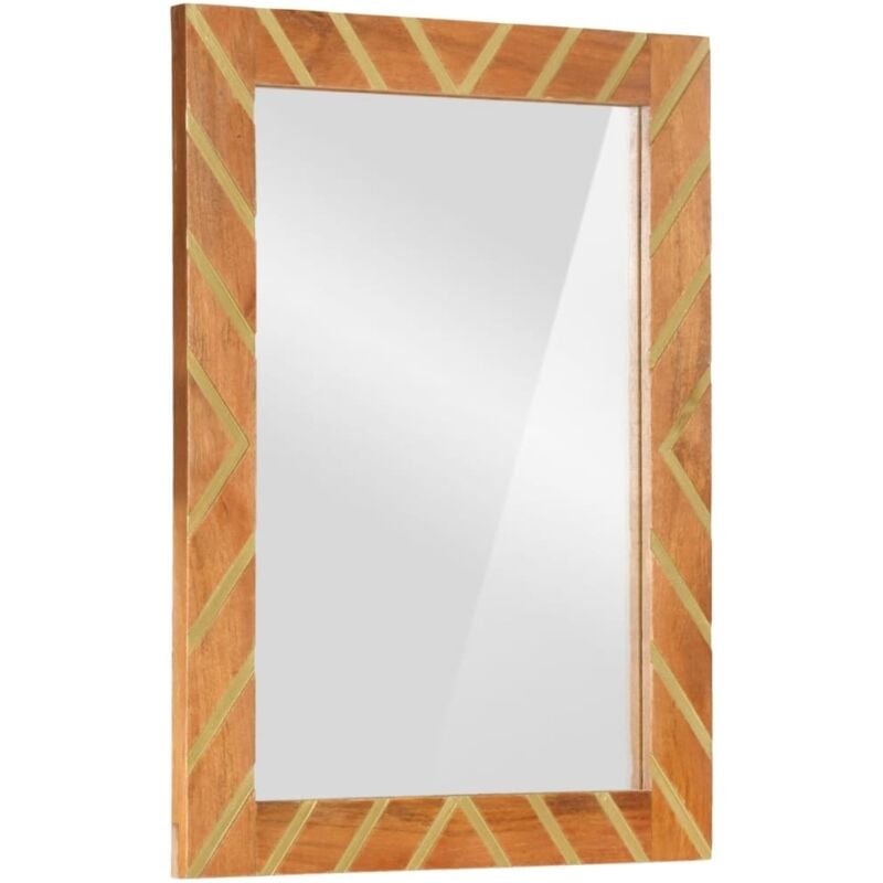 Miroir salle de bain marron 50x70x3cm bois de manguier et verre Vidaxl