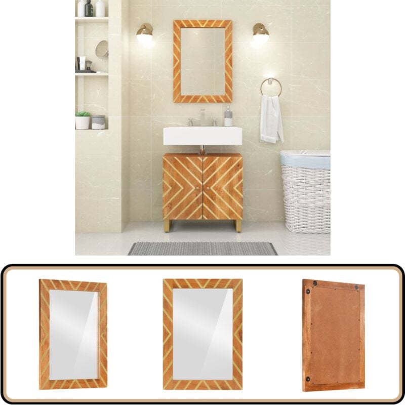 Vidaxl - Miroir salle de bain marron 50x70x3cm bois de manguier et verre - Miroir Salle De Bain - Miroir Mural - Miroir Décoratif - Miroir Design