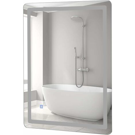 Miroir salle de bain mural miroir de maquillage avec eclairage led intégré 80x60cm