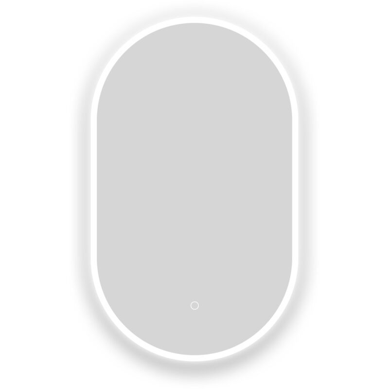Miroir lumineux ovale l.45 x H.80cm avec Anti-buée + 3 Couleurs + Dimmable, Mural Miroir salle de bain - Acezanble