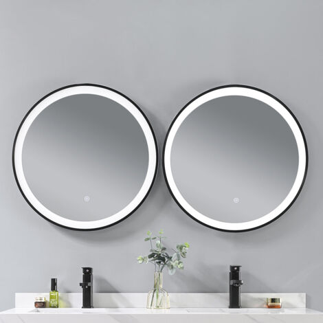BELLEGNO Miroir salle de bain rond 60x60 cm avec éclairage LED