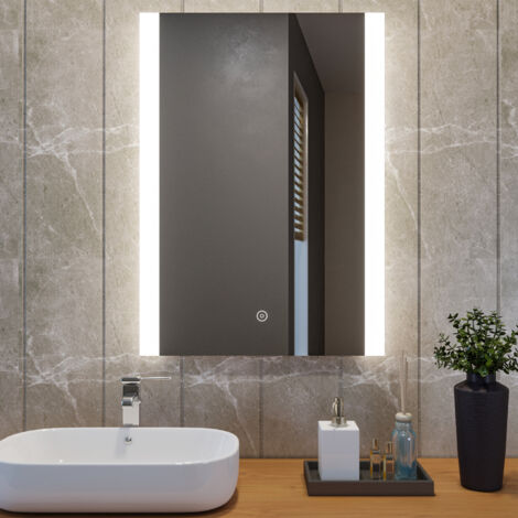 Miroir salle de bains 60x80 CM - éclairage led - miroir anti-buée - interrupteur tactile - lumière blanche froide,SIRHONA