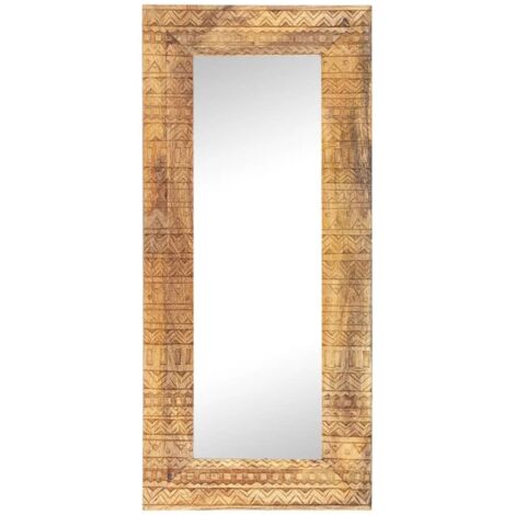 Miroir sculpté à la main 110x50x2,5 cm bois de manguier solide CFW233844