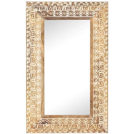 Miroir sculpté à la main 80x50x2,6 cm Bois de manguier solide CFW664185
