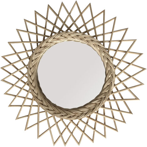 Miroir soleil 48x48 cm en rotin naturel