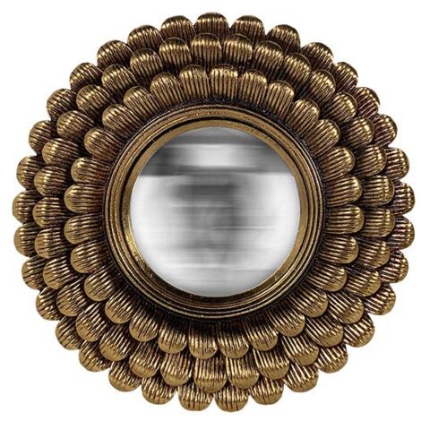 Miroir soleil convexe doré 20cm