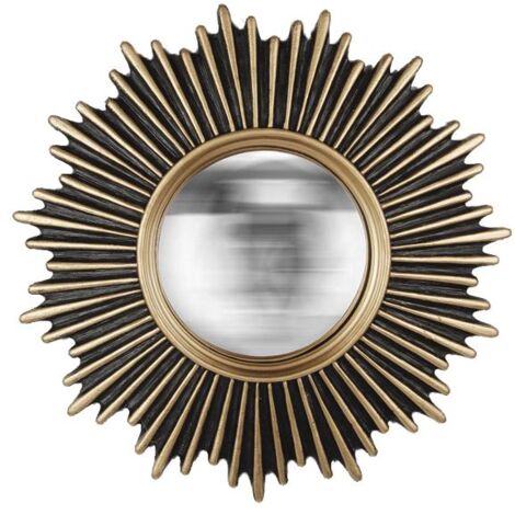 Miroir soleil convexe noir et doré 20cm