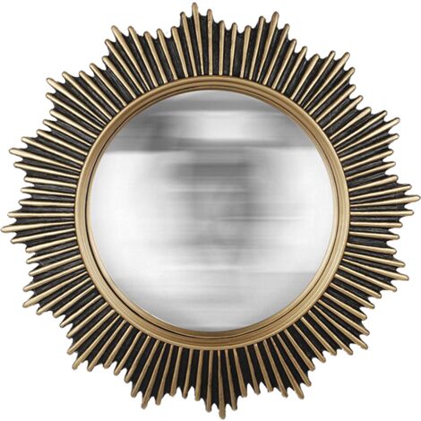 Miroir soleil convexe noir et doré 30cm