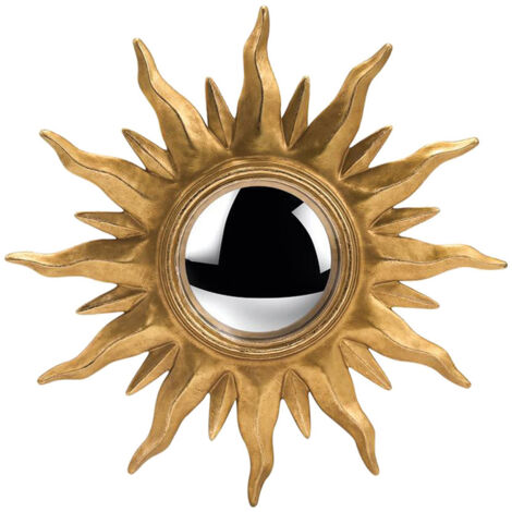 Miroir soleil décoratif Ex-voto doré – Miroir déformant en polyrésine – Dimensions D31cm pour mur romantique et mystique – Opjet