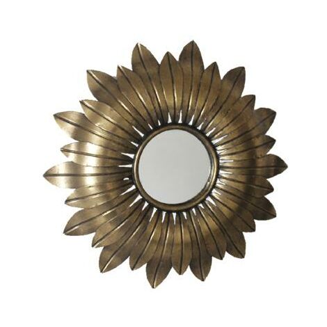 Miroir soleil métal doré 35,5cm