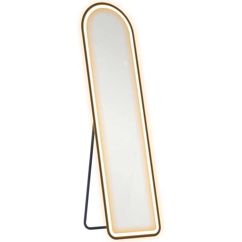 Miroir sur pied 40x150 cm, miroir pleine longueur, avec éclairage LED réglable, interrupteur tactile, miroir mural, miroir de sol, adapté à la
