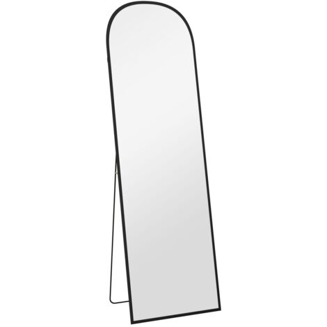 Miroir sur pied 50x1.5x161.5 cm noir, cadre alliage aluminium - Idéal salon et chambre - Miroir décoratif grand format