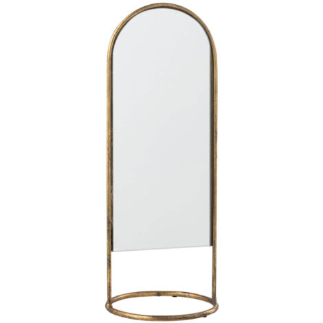 Miroir sur pied à poser 16,5x16,5x45 cm en métal doré