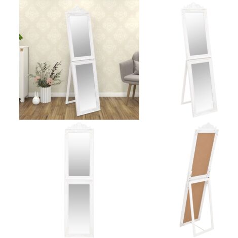 Miroir sur pied Blanc 50x200 cm - Miroir Sur Pied - Miroir Baroque - Décoration Murale - Miroir Salle De Bain - Miroir Vintage - Home & Living