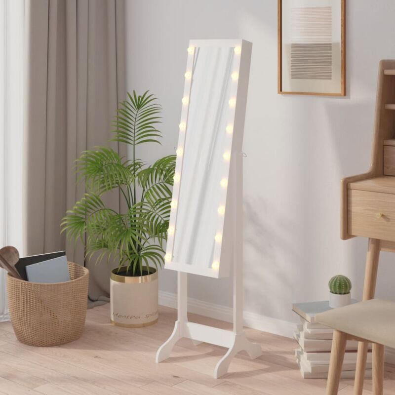 Vidaxl - Miroir sur pied blanc avec led blanc 34x37x146 cm