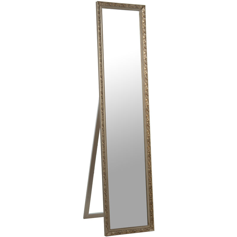 Fijalo - Miroir sur pied en bois d'eucalyptus champagne 40x2,5x170 cm, Int:31,2x161 cm
