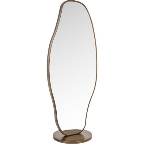 miroir sur pied design doré brossé forme organique élégante - doré brossé élégant