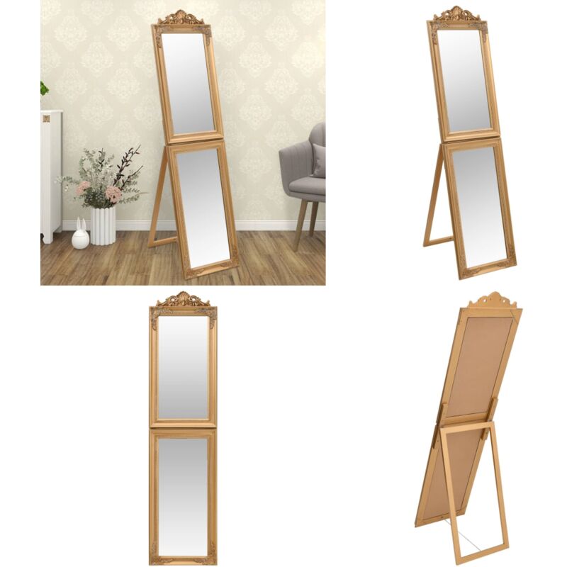 Vidaxl - Miroir sur pied Doré 50x200 cm - Miroir Sur Pied - Miroir Baroque - Miroir Doré - Décoration Murale - Miroir Salle De Bain - Home & Living