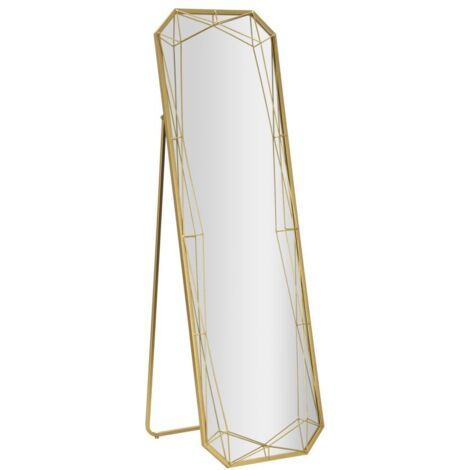 Miroir sur pied doré Cm 46X2-57X153 (Dimensions du miroir Cm 43X150)