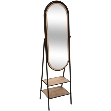 Miroir sur pied en Bois et Métal avec 2 étagères 160 x 44 cm - Atmosphera