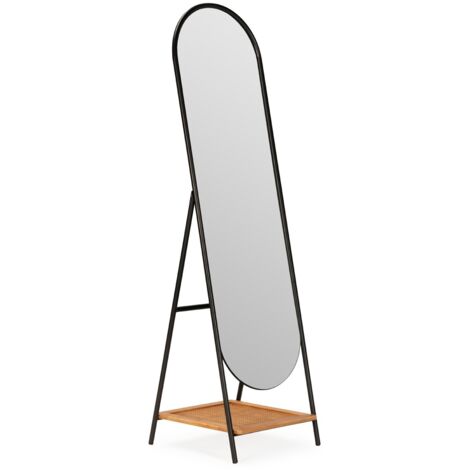 Miroir sur pied en bois, métal et rotin MUSTO – 171,5cm