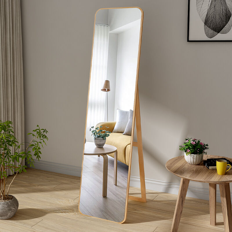 Freosen - Miroir sur Pied en Cadre de Bois de Bamboo Miroir Rectangulaire 135 x 32 cm