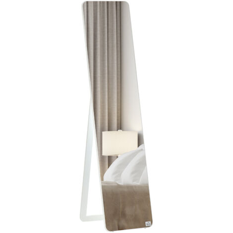 Miroir sur Pied et Mural rectangulaire 37x43x156 cm Bois Aspect Blanc