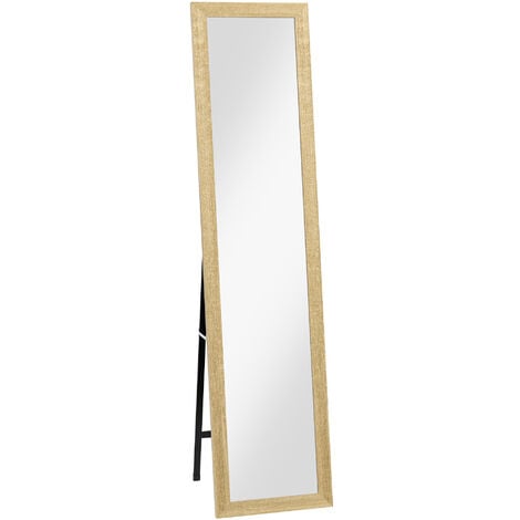 Miroir sur pied et mural rectangulaire dim. 37L x 40l x 157H cm piètement métal noir aspect chêne clair