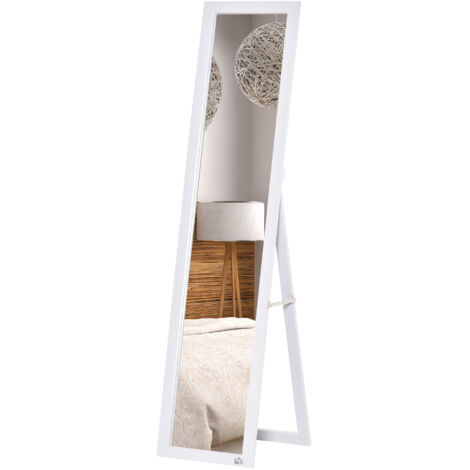 Miroir sur Pied et Mural rectangulaire miroir de sol Pleine Longueur Dressing Chambre salon dim. 37L x 37l x 154H cm Blanc