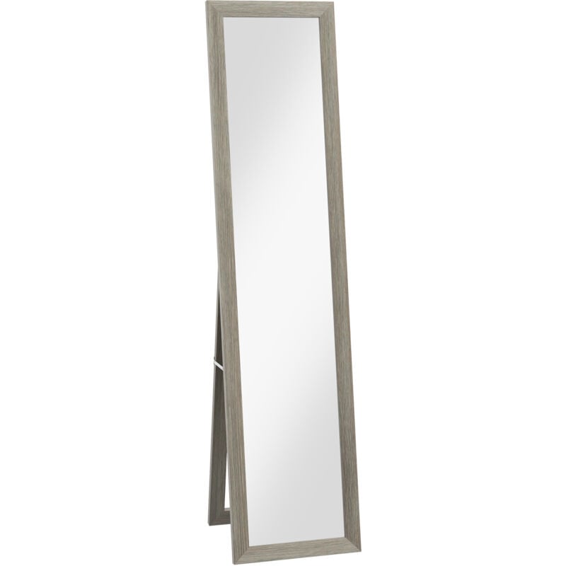 Homcom - Miroir sur pied et mural rectangulaire dim. 37L x 40l x 157H cm aspect bois gris