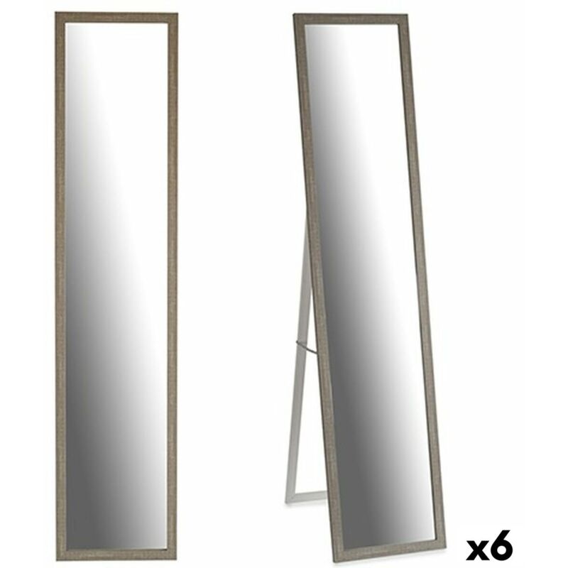 Giftdecor - Miroir de debout gris bois verre 44 x 32,5 x 120 cm (6 pièces)