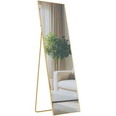 Miroir sur pied inclinable pleine longueur cadre métal doré design moderne 150x50 cm 100008392