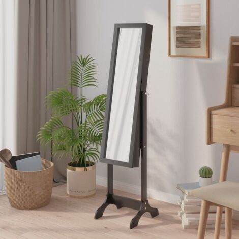Miroir sur pied, Miroir déco, Miroir Salon noir 34x37x146 cm WFE227254 DESIGN IN