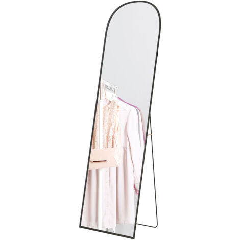 Miroir sur pied, miroir pleine longueur, design moderne, 50 cm x 1,5 cm x 161,5 cm, noir