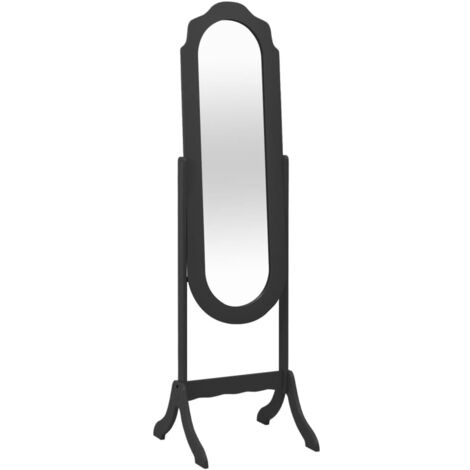 Miroir sur pied rectangulaire avec roulettes angle réglable 2 étagères dim.  42L x 37l x 155H cm verre bois rustique noir - Achat & prix