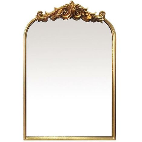 Miroir orné avec fronton doré 60x90cm – Résine de qualité – Style ancien pour décoration intérieure – Apporte une touche chic – Emde