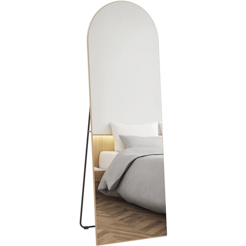 Homcom - Miroir sur pied ou mural dim. 50L x 150H cm ton doré