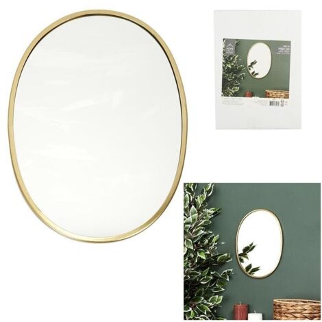 Miroir sur pied ovale doré 34x25cm – Métal – Fixation verticale pour décoration intérieure élégante