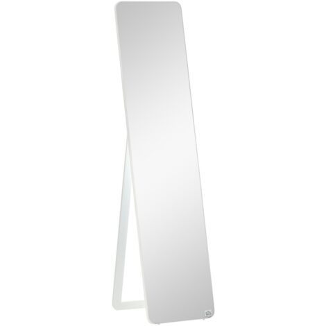 Miroir sur pied plein longueur, cadre pliable. Robuste, miroir maquillage. Poser ou fixer mur. Salon & dressing 37x43x156cm Blanc