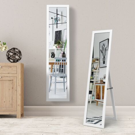 Miroir sur Pied Psyché Miroir Autoportant Rectangulaire 155 x 37 cm Style Scandinave Moderne Blanc Maison Chic