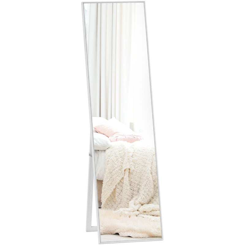 Homcom - Miroir sur pied rectangulaire dim. 40L x 35l x 147H cm mdf aspect bois blanc
