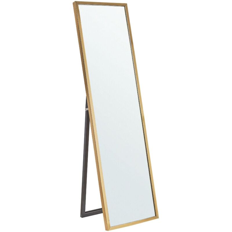 Beliani - Miroir sur Pied Rectangulaire Cadre en Synthétique et Verre Doré 40 x 140 cm pour Chambre ou Salon