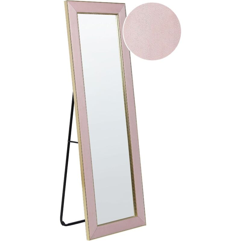 Beliani - Miroir sur Pied en Velours Rose 50 x 150 cm Glamour Rectangulaire Fait Main Lautrec