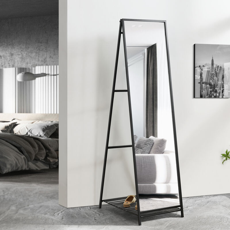 Miroir sur pied Ruffano 160 x 44 x 60 cm noir [en.casa]