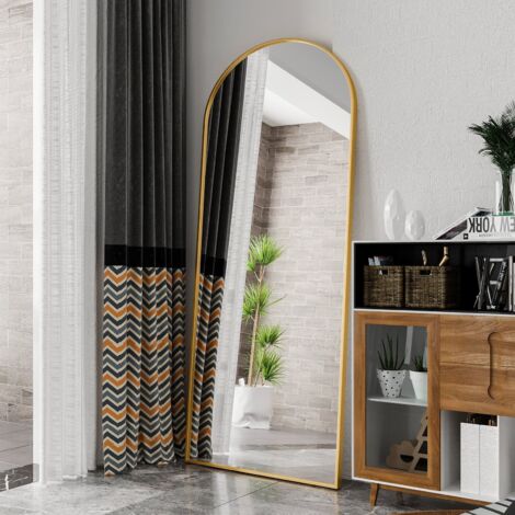 Miroir sur pied,grand Miroir pleine longueur,Miroir mural,180x80 cm,cadre en alliage d'aluminium,Pour Salon,Entrée,Chambre,Doré
